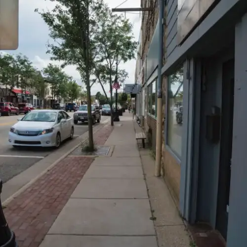 Sidewalks, entryways, and parking lots.